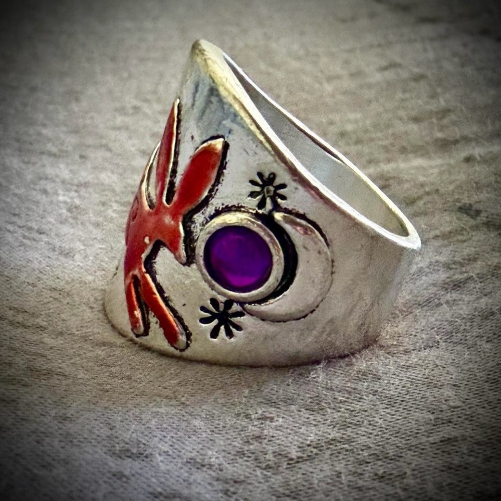 Whimsical Silver Moon & Copper Hare Ring 🌙🐇 Very popular bunny rabbit ring - Picture 2 of 9
